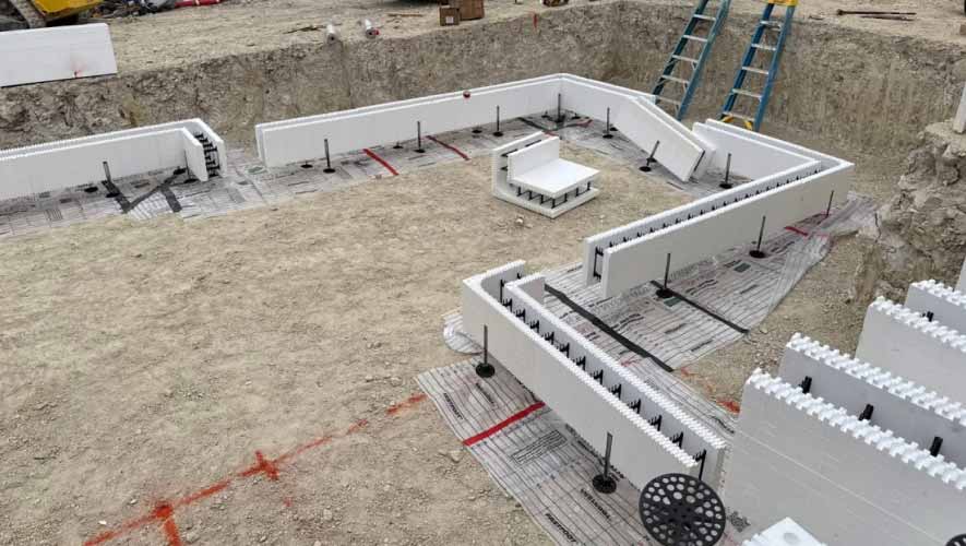 Beginning of ICF Block Installation for Monolithic Concrete Pour