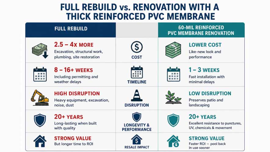 Full Rebuild vs Renovation with a Thick Reinforced PVC Membrane